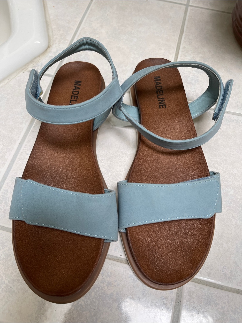 Madeline Pale Blue Adjustable Strap Sandals